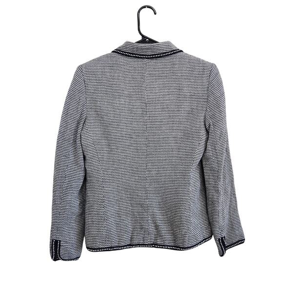 Charter Club Long Sleeve Collared Blazer Black White Houndstooth Tweed Size 4P - Picture 2 of 7